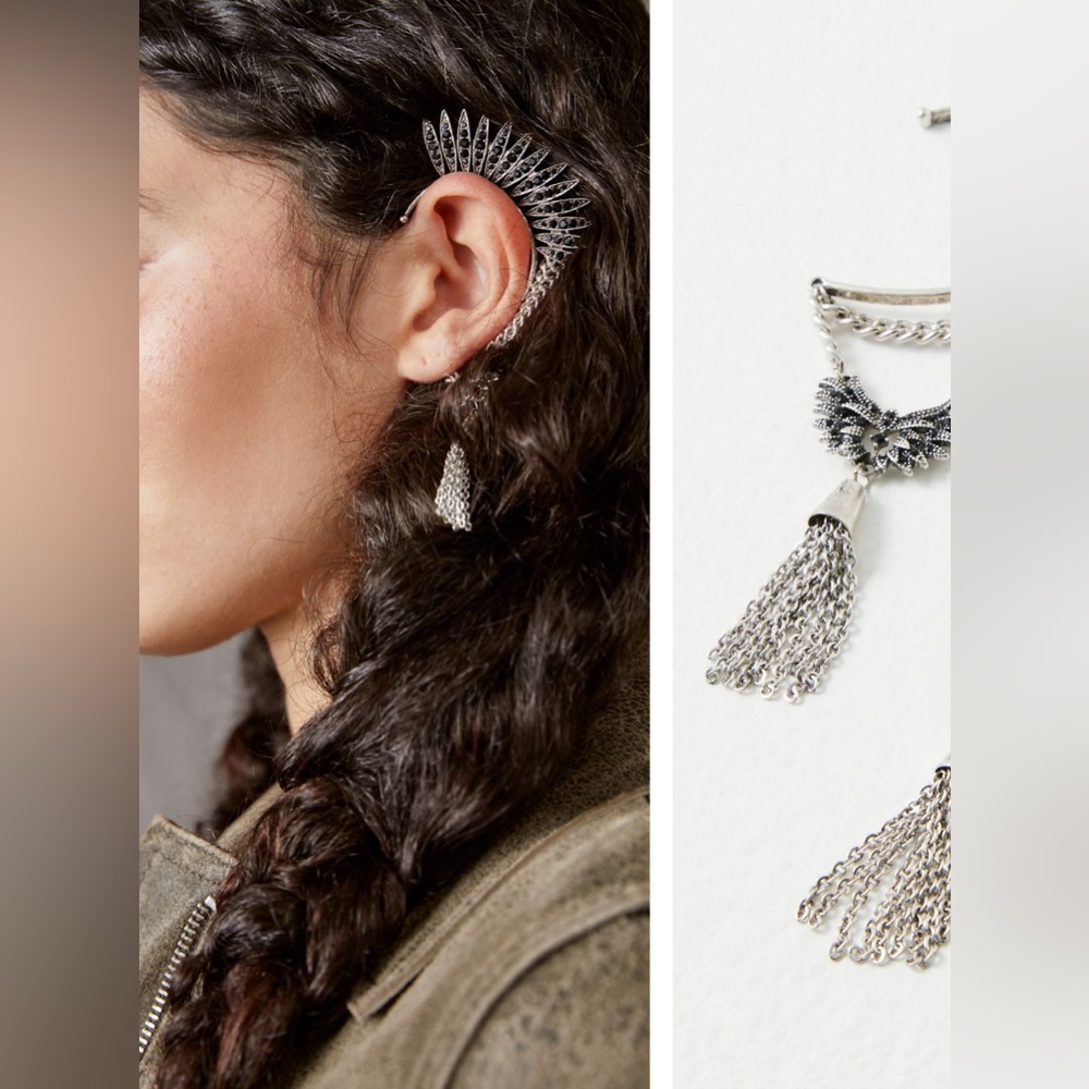 NWT Free People Birds of a Feather Cocktail Earring - ear party - silver